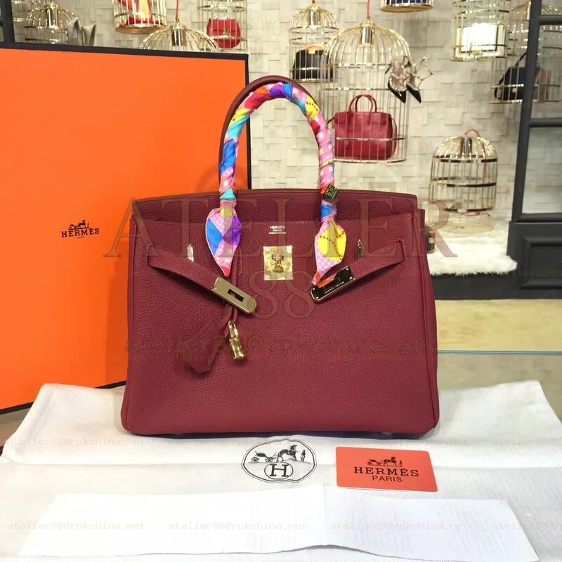 Burgundy Birkin 30 Gold Hardware Bag