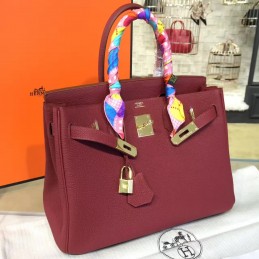 Burgundy Birkin 30 Gold Hardware Bag