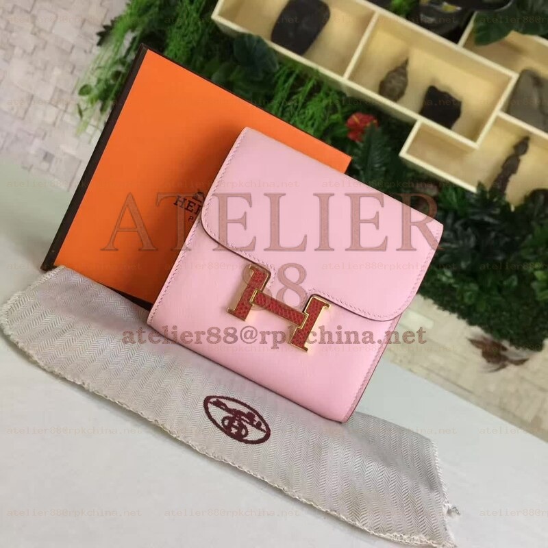 Pink Constance Wallet Gold H Hardware