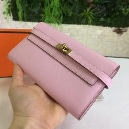 Light Pink Kelly Wallet Gold Hardware