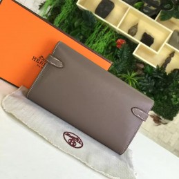 Taupe Gray Kelly Wallet Gold Hardware