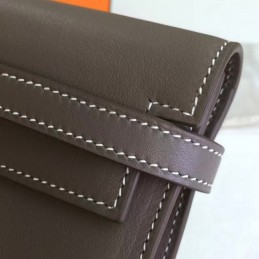 Taupe Gray Kelly Wallet Gold Hardware