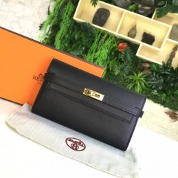 Black Kelly Wallet Gold Hardware