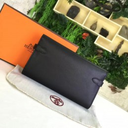 Black Kelly Wallet Gold Hardware