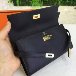 Black Kelly Wallet Gold Hardware