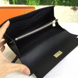Black Kelly Wallet Gold Hardware