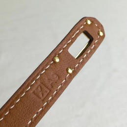 Tan Brown Kelly Wallet Gold Hardware