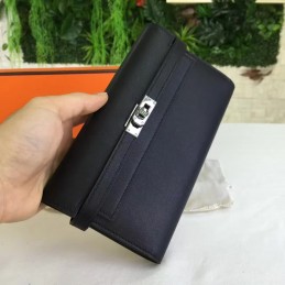 Black Kelly Wallet Silver Hardware