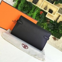 Black Kelly Wallet Silver Hardware