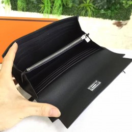Black Kelly Wallet Silver Hardware