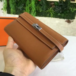Brown Kelly Wallet Silver Hardware