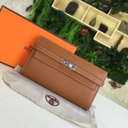 Brown Kelly Wallet Silver Hardware