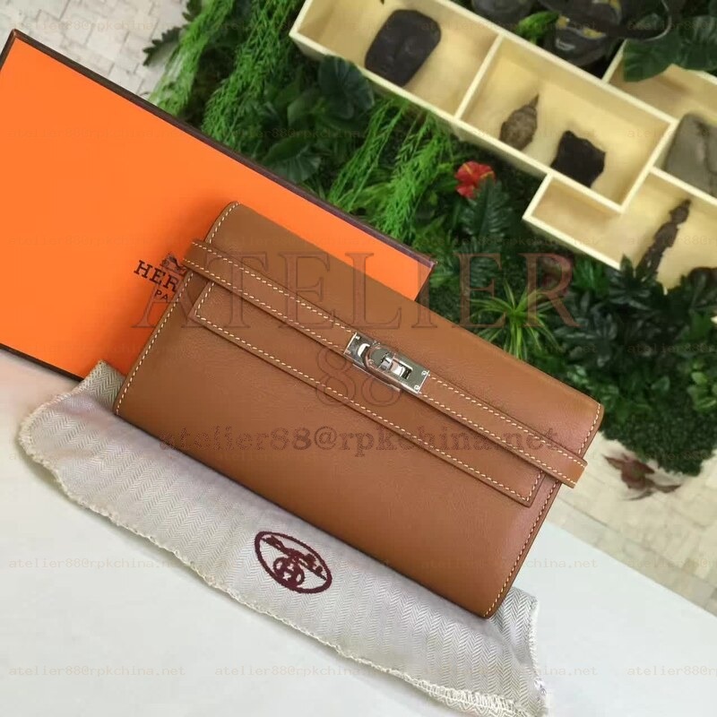 Brown Kelly Wallet Silver Hardware
