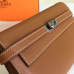 Brown Kelly Wallet Silver Hardware