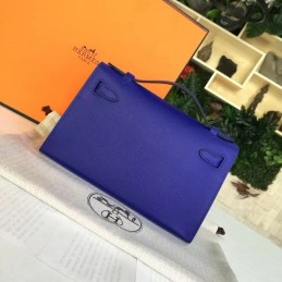 Cobalt Blue Kelly Pochette Gold Hardware Bag