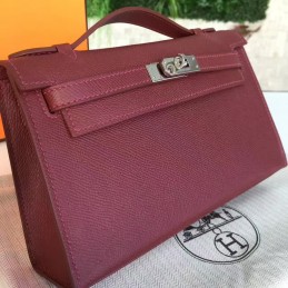 Burgundy Kelly Pochette Palladium Hardware Bag