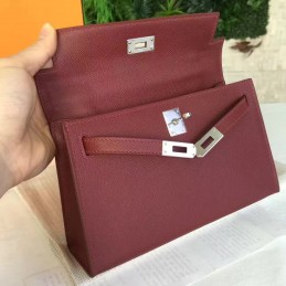 Burgundy Kelly Pochette Palladium Hardware Bag