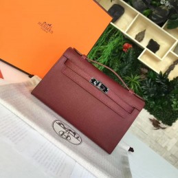 Burgundy Kelly Pochette Palladium Hardware Bag