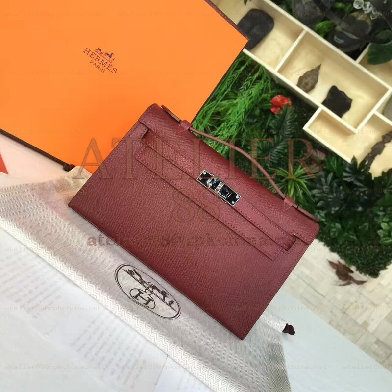 Burgundy Kelly Pochette Palladium Hardware Bag