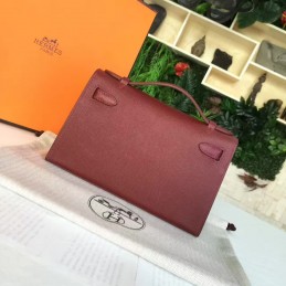 Burgundy Kelly Pochette Palladium Hardware Bag