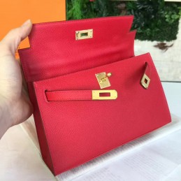 Red Kelly Pochette Gold Hardware Bag