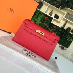 Red Kelly Pochette Gold Hardware Bag