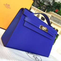 Cobalt Blue Kelly Pochette Smooth Leather Gold Hardware Bag