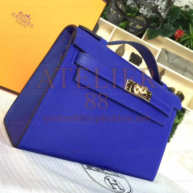 Cobalt Blue Kelly Pochette Smooth Leather Gold Hardware Bag