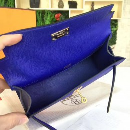 Cobalt Blue Kelly Pochette Smooth Leather Gold Hardware Bag
