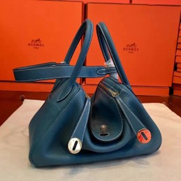 Blue Lindy 26 Gold Hardware Bag