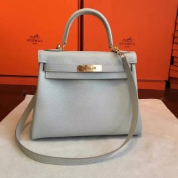 Light Gray Kelly 28 Gold Hardware Bag