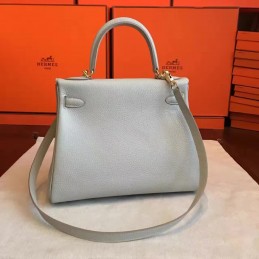 Light Gray Kelly 28 Gold Hardware Bag