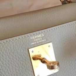 Light Gray Kelly 28 Gold Hardware Bag
