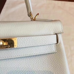 Light Gray Kelly 28 Gold Hardware Bag