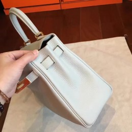 Light Gray Kelly 28 Gold Hardware Bag