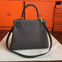 Gray Kelly 28 Gold Hardware Bag