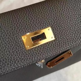 Gray Kelly 28 Gold Hardware Bag