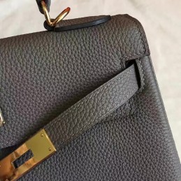 Gray Kelly 28 Gold Hardware Bag