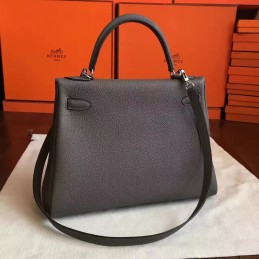 Gray Kelly 28 Palladium Hardware Bag