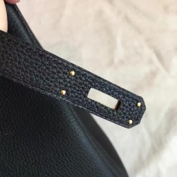 Black Kelly 28 Smooth Leather Gold Hardware Bag