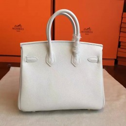 White Birkin 25 Gold Hardware Bag