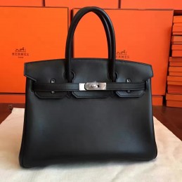Black Birkin 30 Palladium Hardware Bag