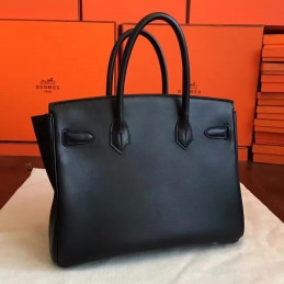 Black Birkin 30 Palladium Hardware Bag