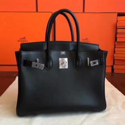 Black Birkin 30 Palladium Hardware Bag