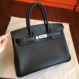 Black Birkin 30 Palladium Hardware Bag