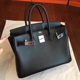 Black Birkin 30 Palladium Hardware Bag