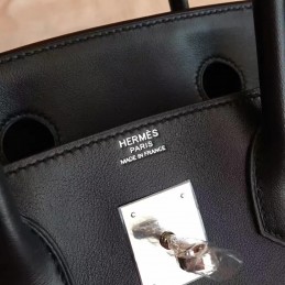 Black Birkin 30 Palladium Hardware Bag