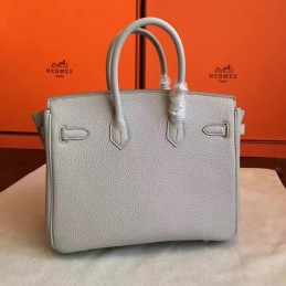 Light Gray Birkin 25 Smooth Leather Gold Hardware Bag