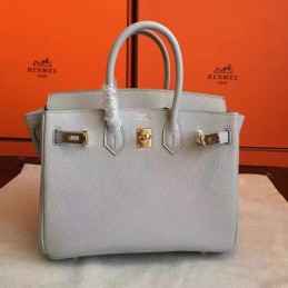 Light Gray Birkin 25 Smooth Leather Gold Hardware Bag