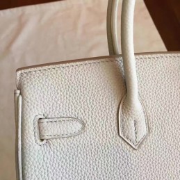 Light Gray Birkin 25 Smooth Leather Gold Hardware Bag